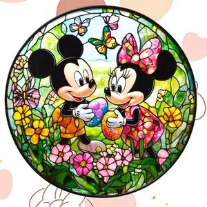 Suncatcher Disney Mickey Mouse Minnie Easter Egg Hanging Window Decor Colorful